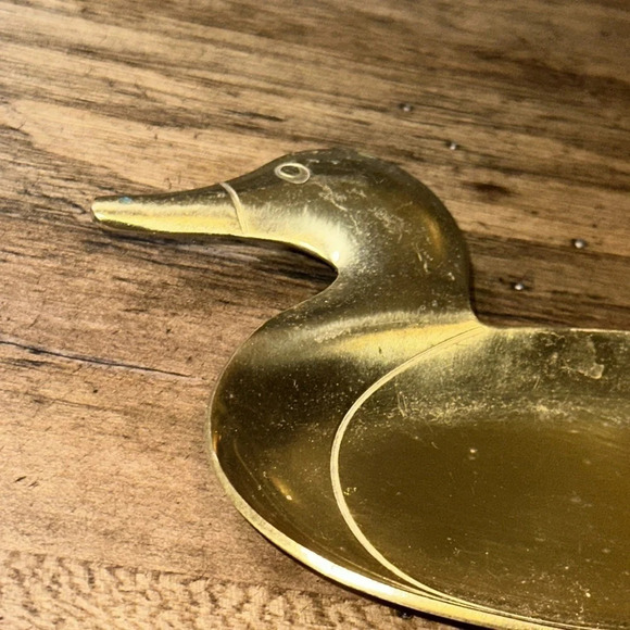 Vintage Mid-Century Modern MCM Brass Duck Trinket Dish Tray Decor Home Accent - Picture 5 of 10
